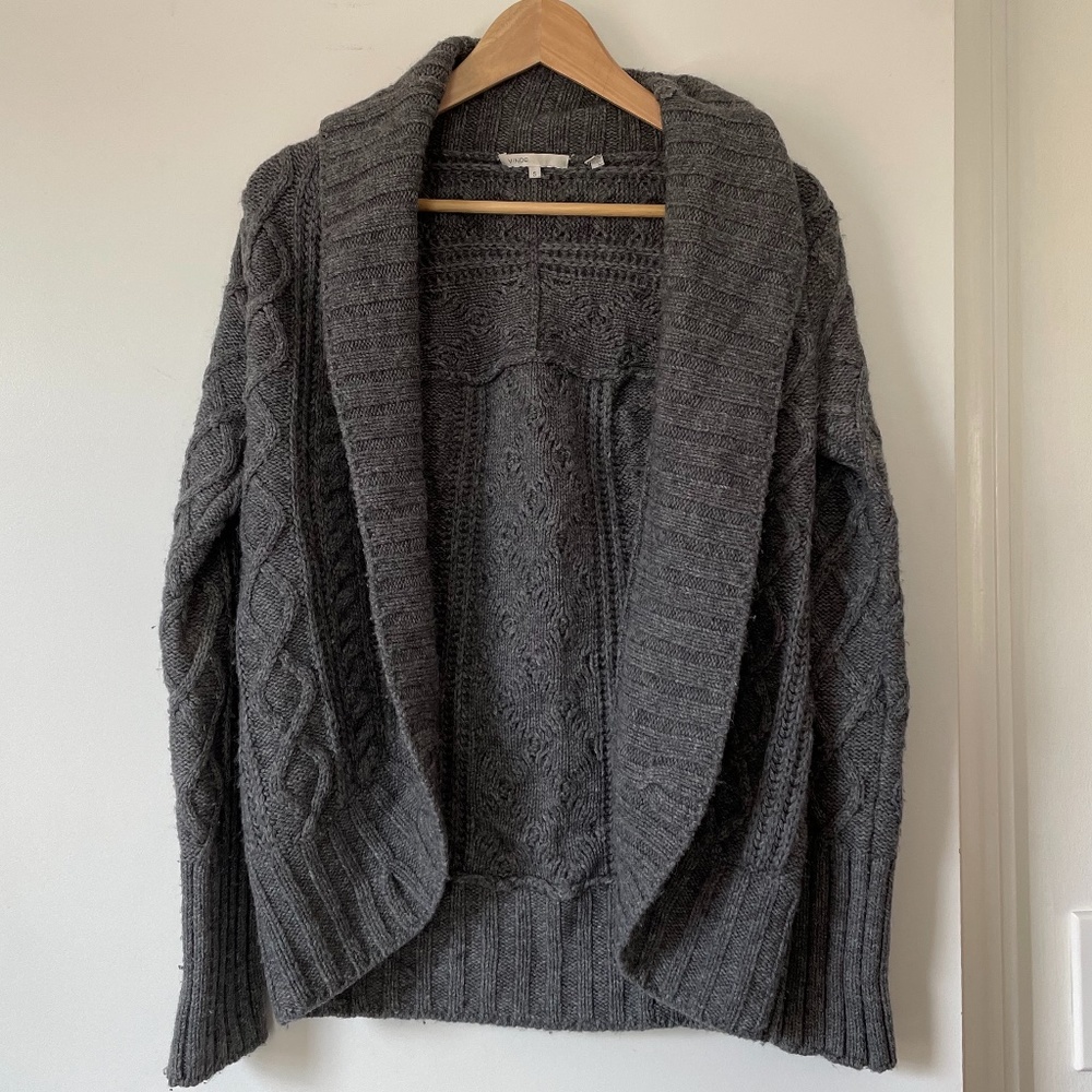 Vince Cable Knit Open Front Sweater Small